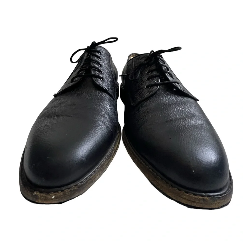 Salvatore Ferragamo Oxford Pebbled Black Leather Shoes Mens Size 11